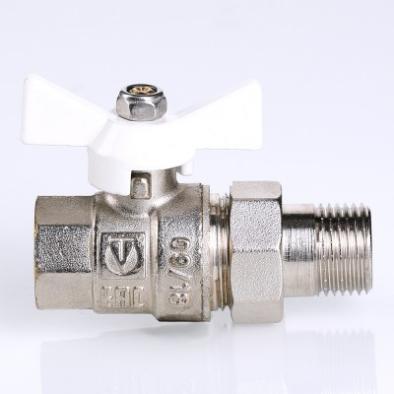 Кран шаровой с полусгоном Валтек / VALTEC BASE VT.227.NW. (вн-нар, белая ручка)