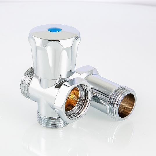 Вентиль тройник 3/4"х3/4"х3/4" для подключения стиральной машины (с удлинителем) Валтек / Valtec VT.230.N.