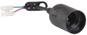 Патрон пластиковый подвесной с шнуром Е27, черный, Ппл27-04-К52, IEK