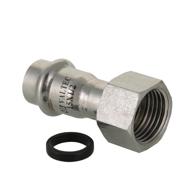 Муфта-пресс из нержавеющей стали с накидной гайкой (VTi.908.I) VALTEC