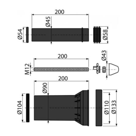 Комплект для инсталяции (Трубки + крепеж) M-900 AlcaPlast