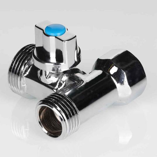 Кран шаровой тройник 1/2"х3/4"х1/2" для подключения стиральной машины Валтек / Valtec VT.256.N.