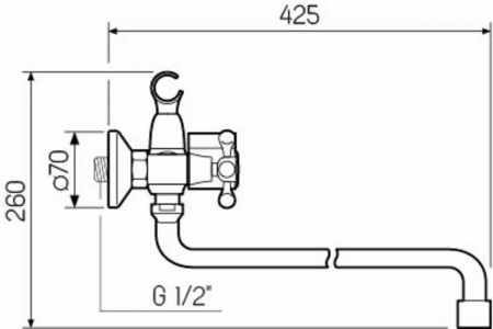 SL71-140 Смеситель для ванны с длинным изливом и с душем (РМС)