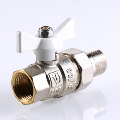 Кран шаровой с полусгоном Валтек / VALTEC BASE VT.227.NW. (вн-нар, белая ручка)